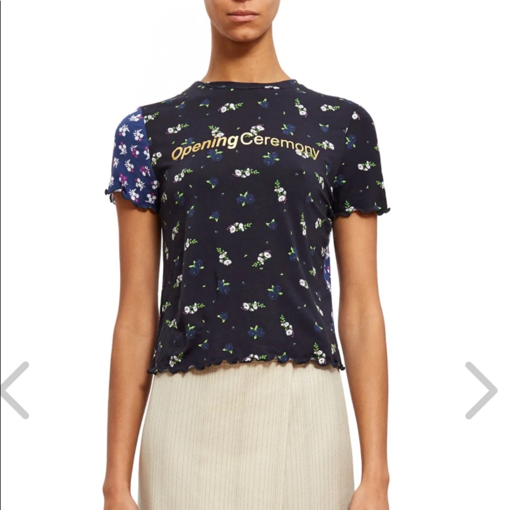 Unworn Opening Ceremony lettuce edge floral tshirt
